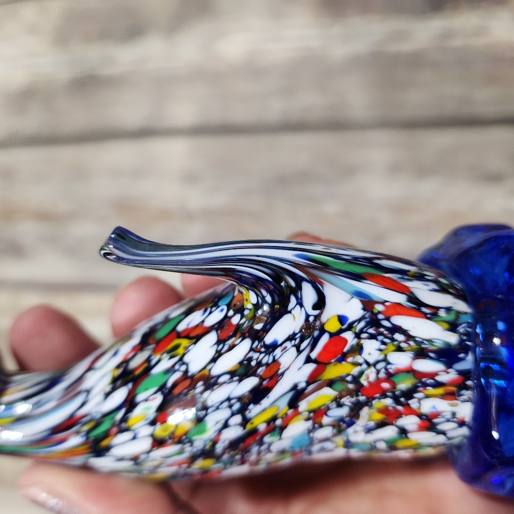 Hand blown glass cat paperweight / figurine confetti glass statue 6" tall - Picture 9 of 12